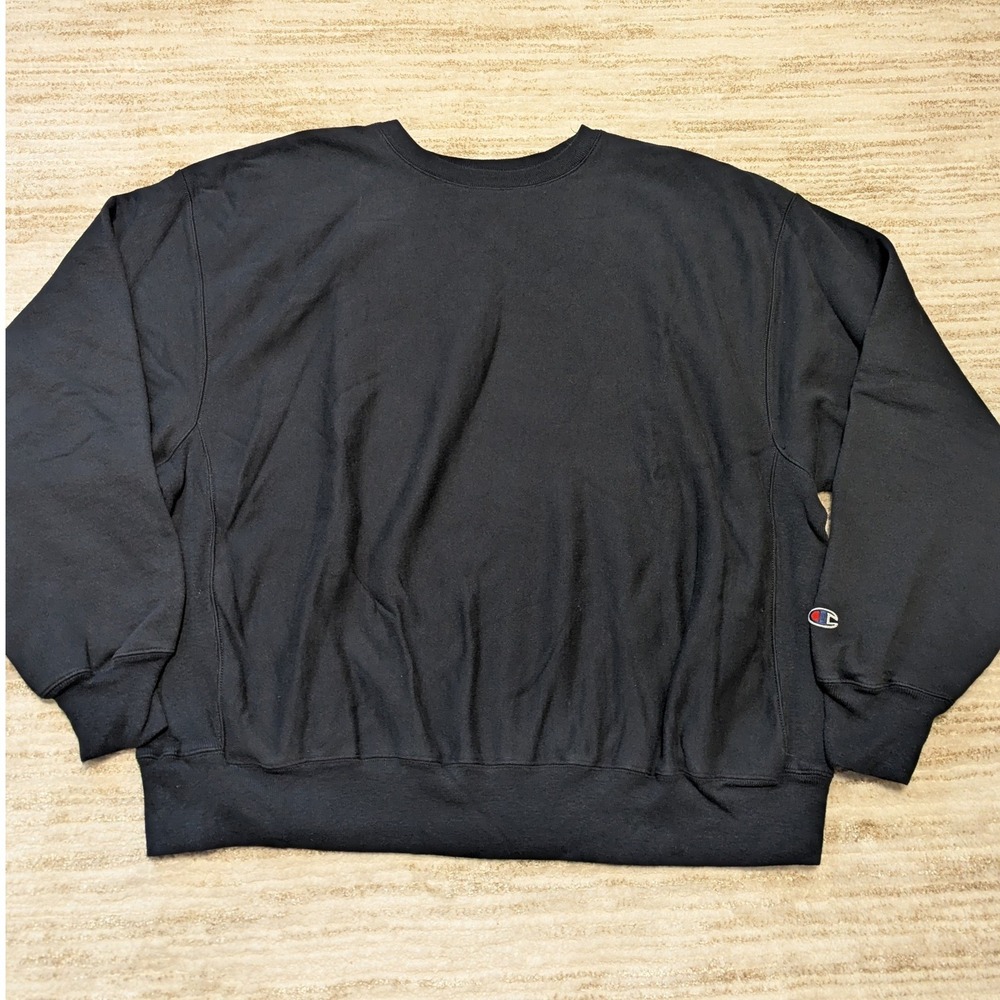 Champion Premium Reverse Weave Sweatshirt 2X Black Crewneck Pullover Heavyweight